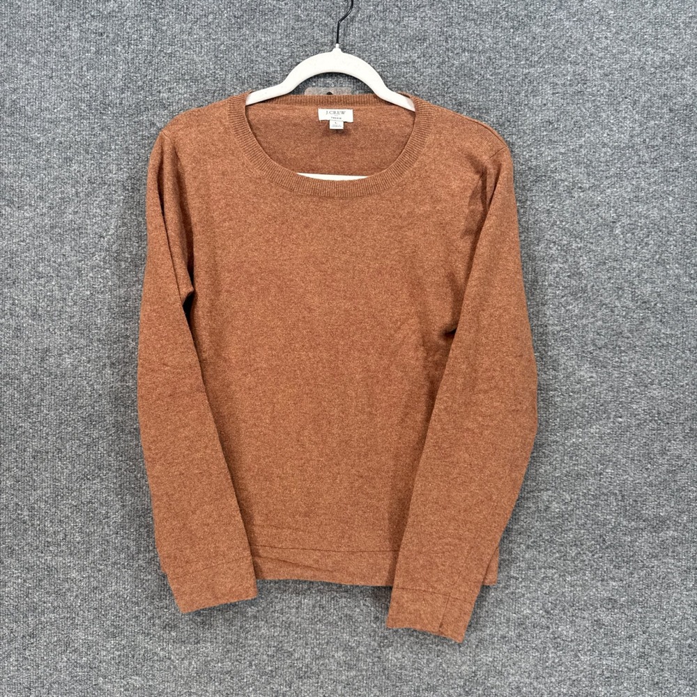 J.Crew Teddie Sweater Women Large Brown Merino Wool Cotton Knit Pullover